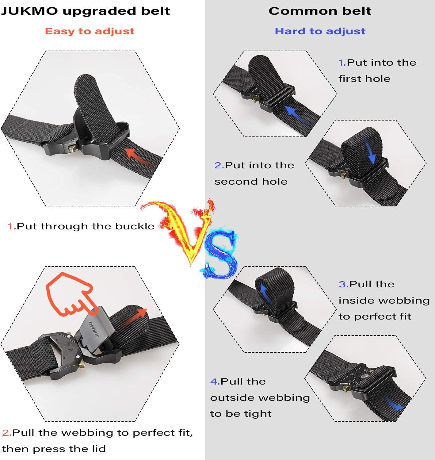 Tactical Belt, Military Hiking Rigger 1.5" Nylon Web Work Belt with Heavy Duty Quick Release Buckle - Image 3