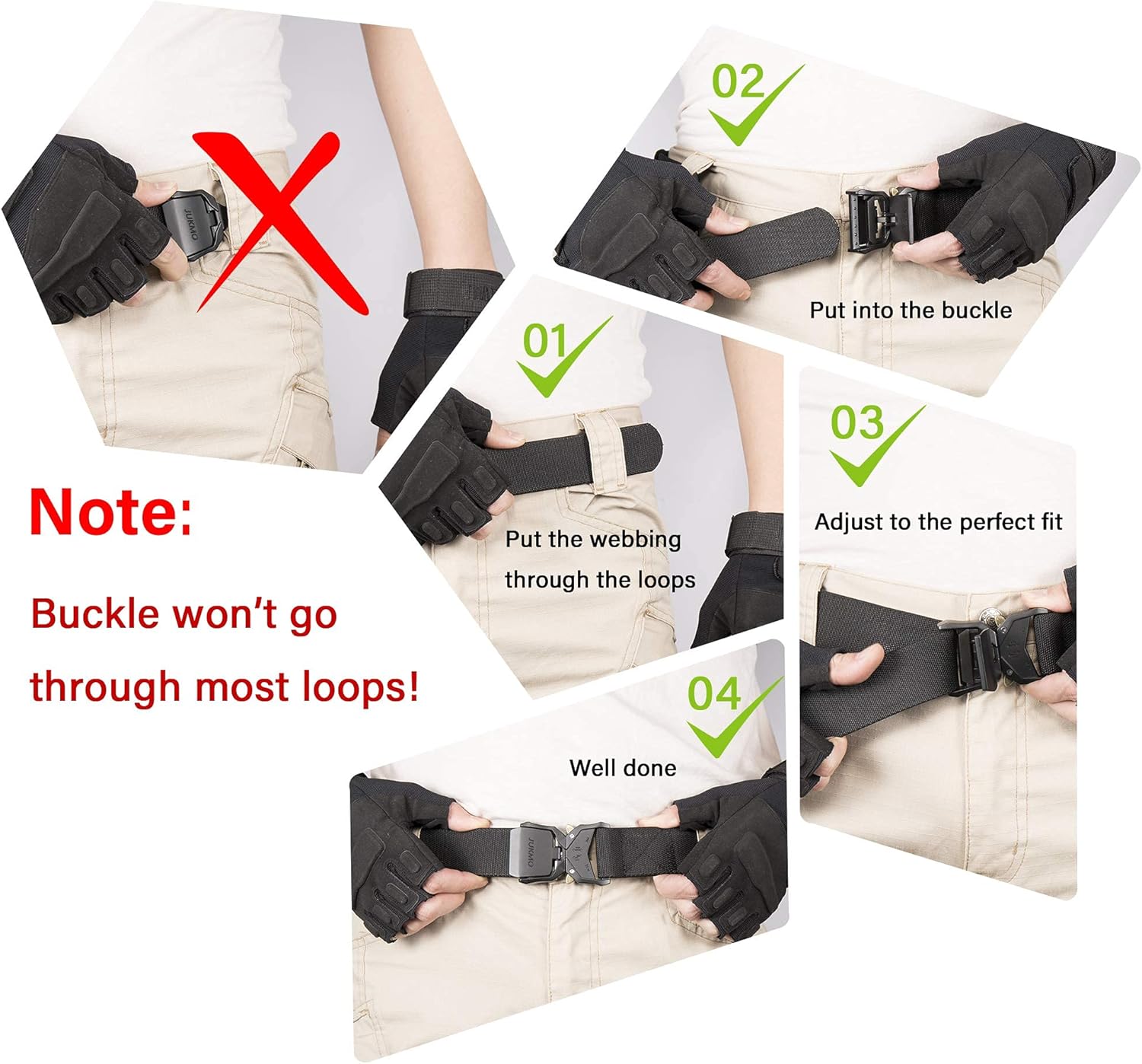 Tactical Belt, Military Hiking Rigger 1.5" Nylon Web Work Belt with Heavy Duty Quick Release Buckle - Image 8